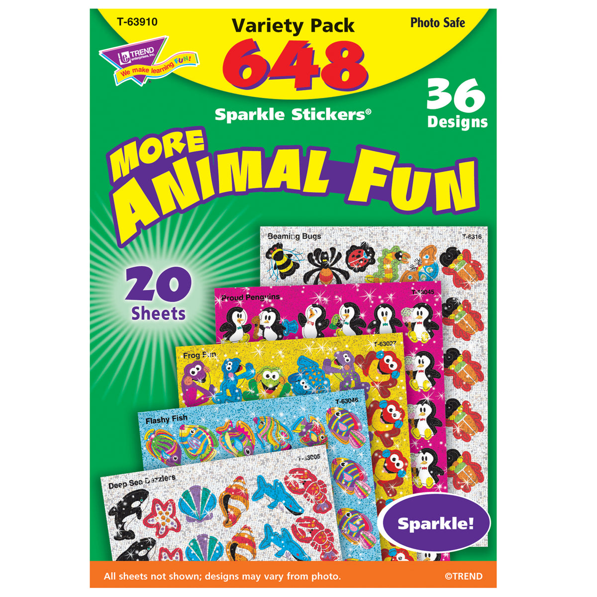 Trend Enterprises Animal Fun Sparkle Stickers® Variety Pack