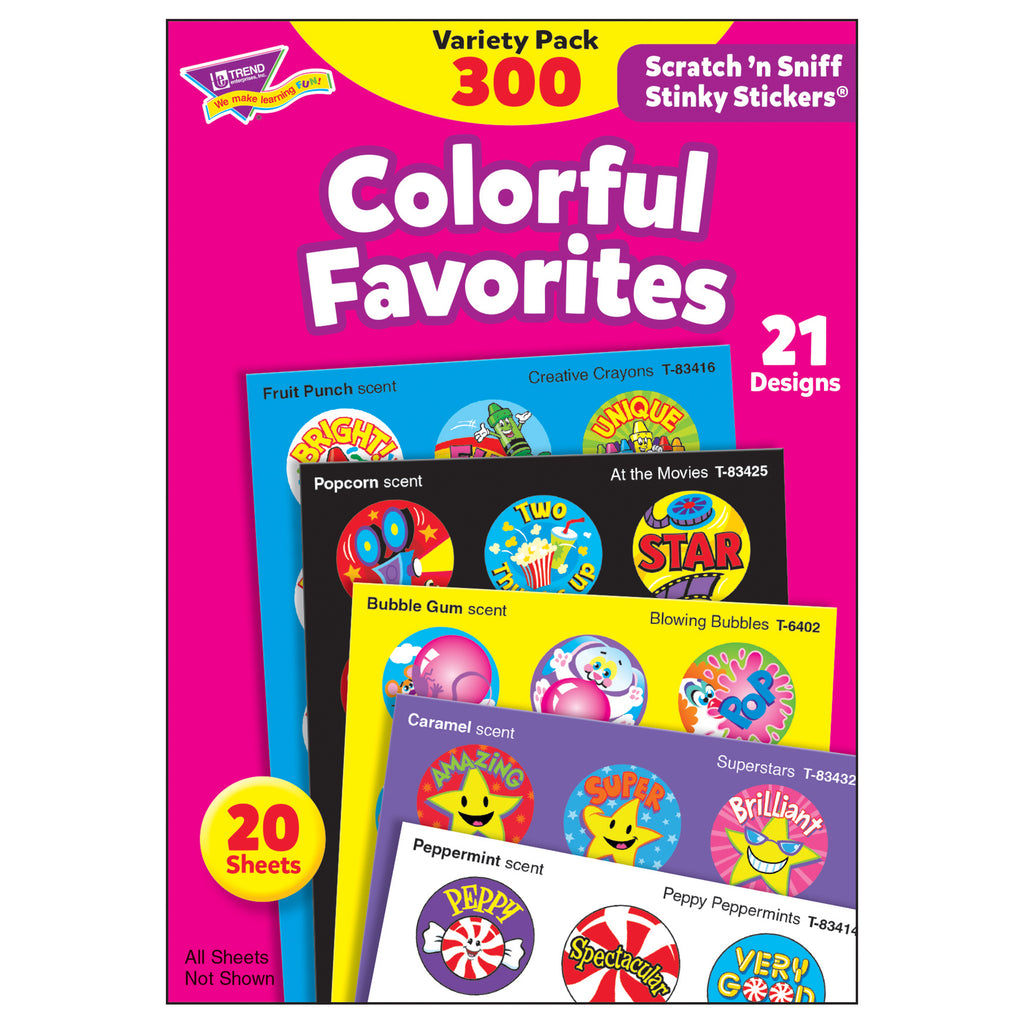 Trend Enterprises Colorful Favorites Stinky Stickers® Variety Pack