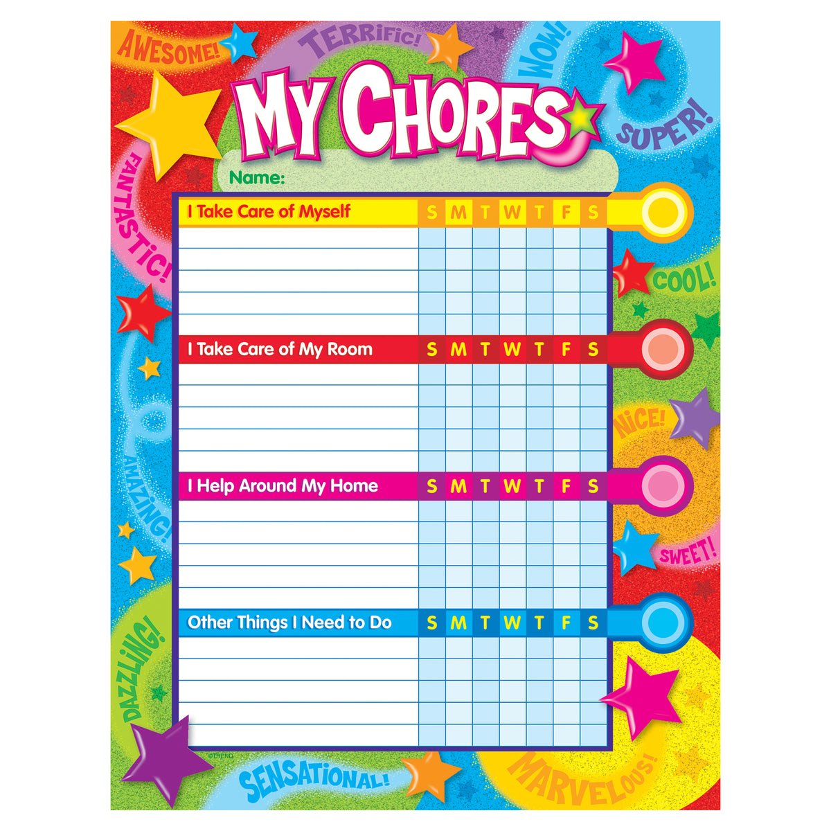 Trend Enterprises Praise Words 'n Stars Chore Charts