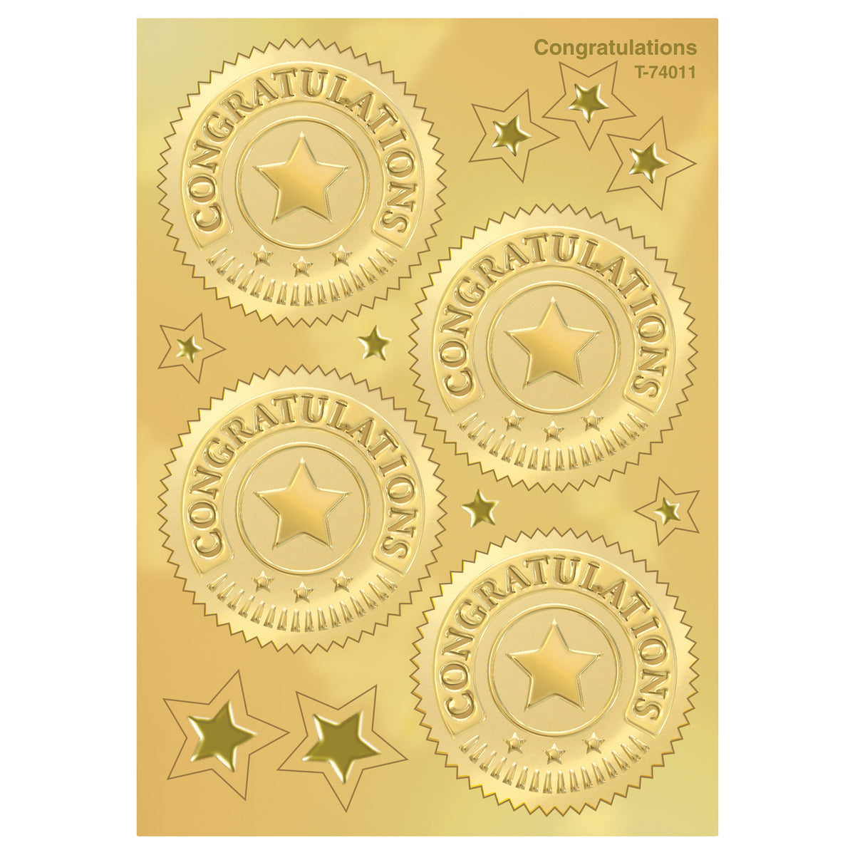 Trend Enterprises Congratulations (Gold) Award Seals Stickers