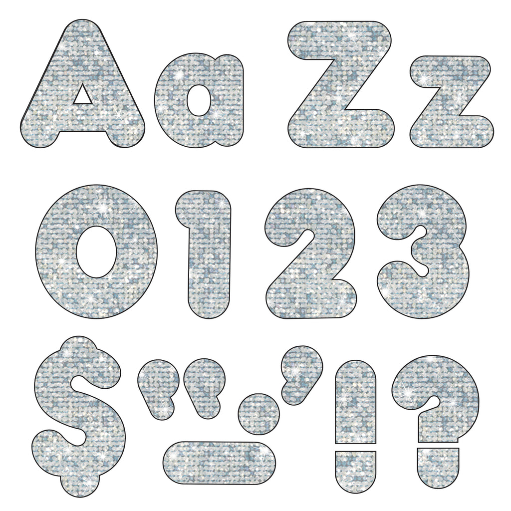 Trend Enterprises Silver Sparkle 4-Inch Casual Combo Ready Letters®