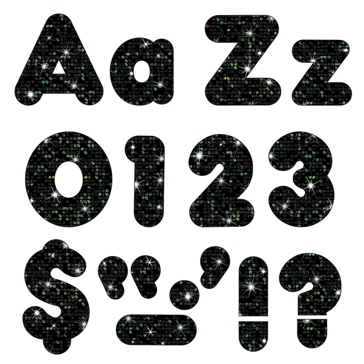 TREND Enterprises® Blue Sparkle 4 Casual Uppercase Ready Letters®, 71 Per Pack, 3 Packs