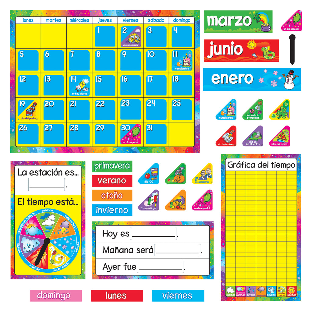 Trend Enterprises Calendario Anual Spanish Classroom Calendar Bulletin Board Set