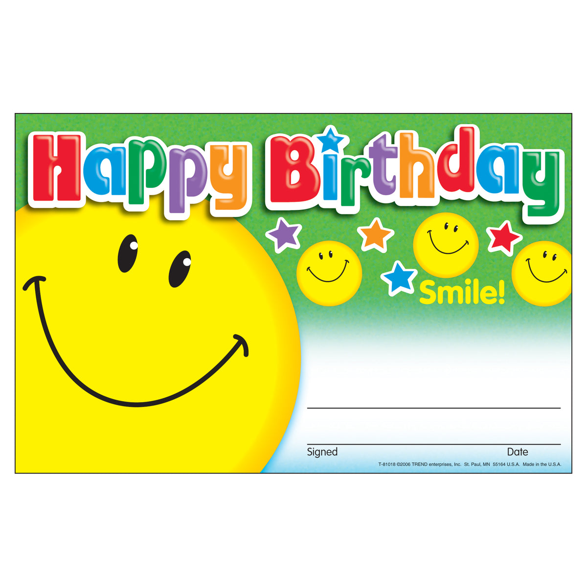 Trend Enterprises Happy Birthday (Smile) Recognition Awards