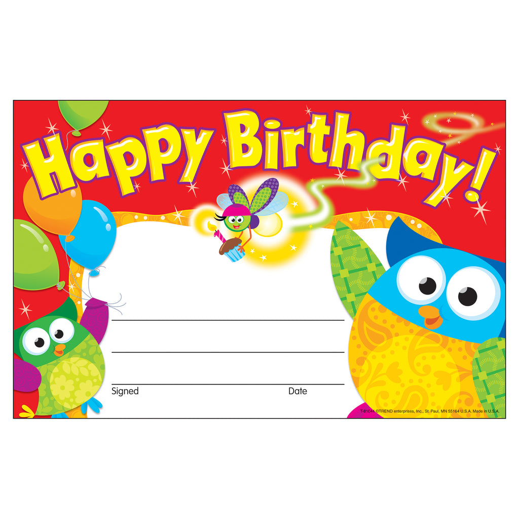 Trend Enterprises Happy Birthday (Owl-Stars!®) Recognition Awards