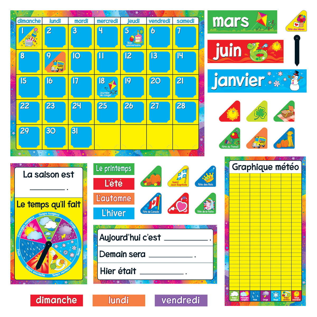 Trend Enterprises Calendrier Annuel Bulletin Board Set (French)