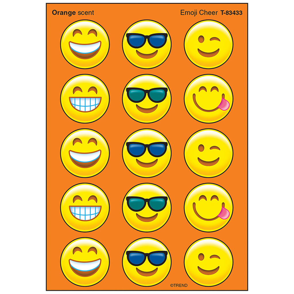 Trend Enterprises Emoji Cheer Stinky Stickers® (Orange) – Large Round