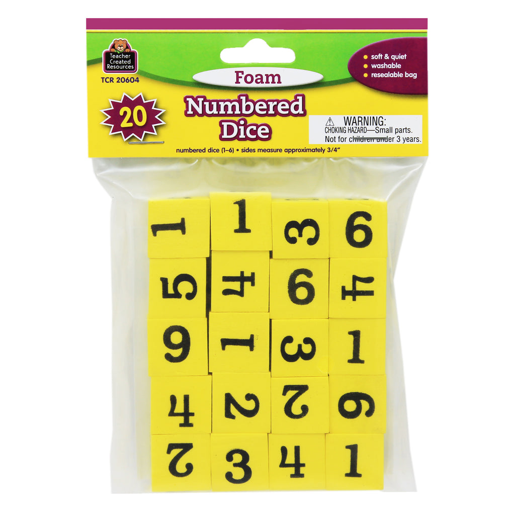 Teacher Created Resources Yellow Foam Numbered Dice (1–6)