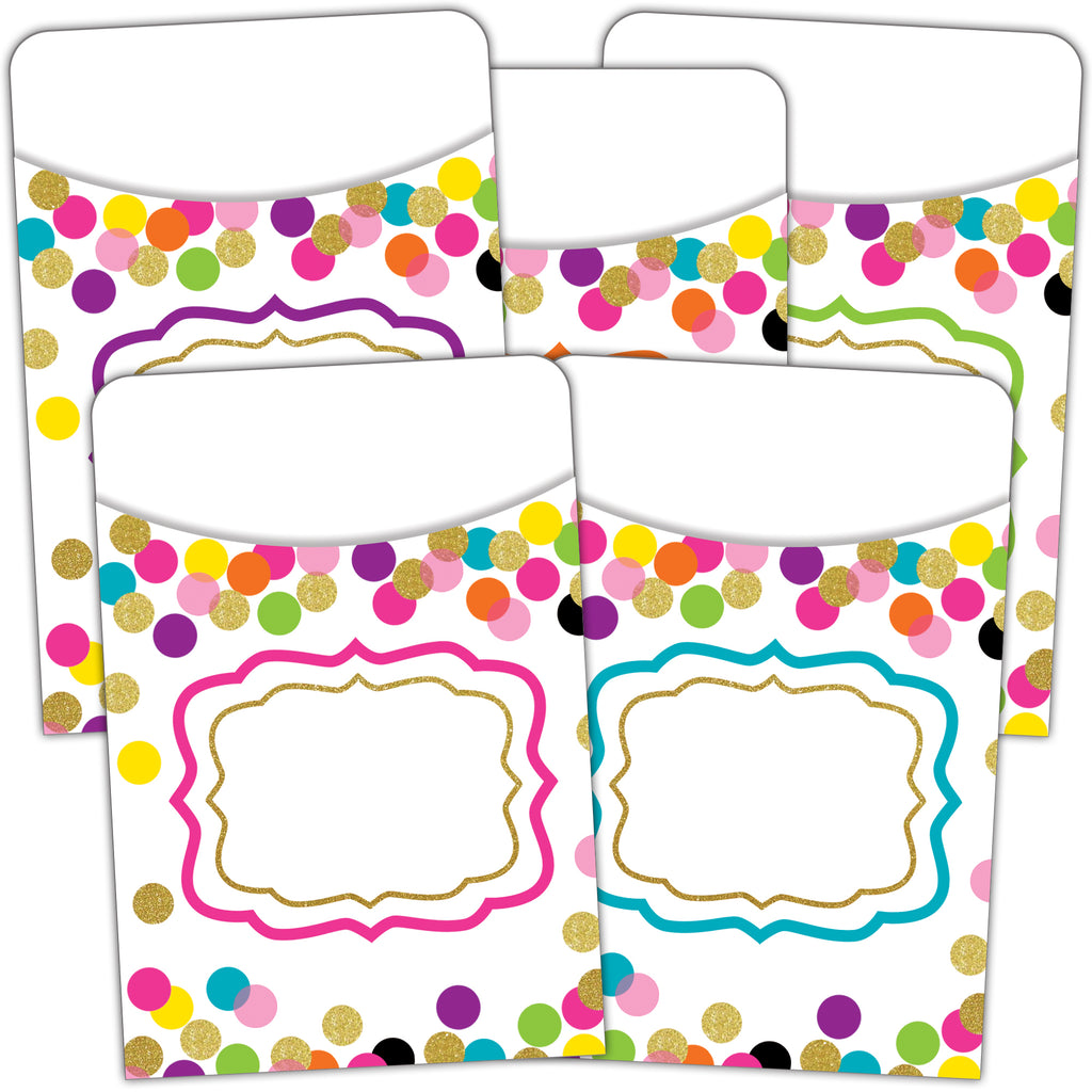 Teacher Created Resources Confetti Library Pockets - Multi-Pack