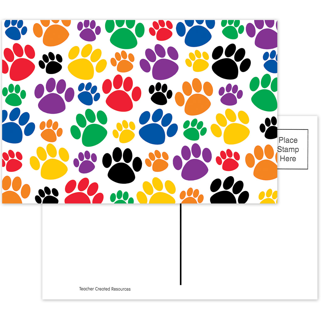 Teacher Created Resources Colorful Paw Prints Postcards
