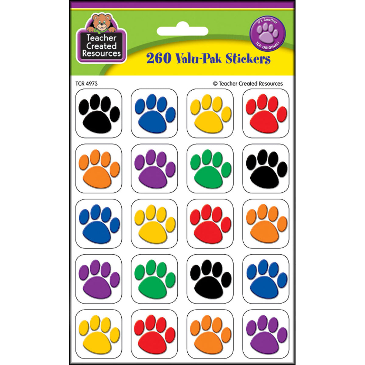 Teacher Created Resources Colorful Paw Prints Stickers Valu-Pak