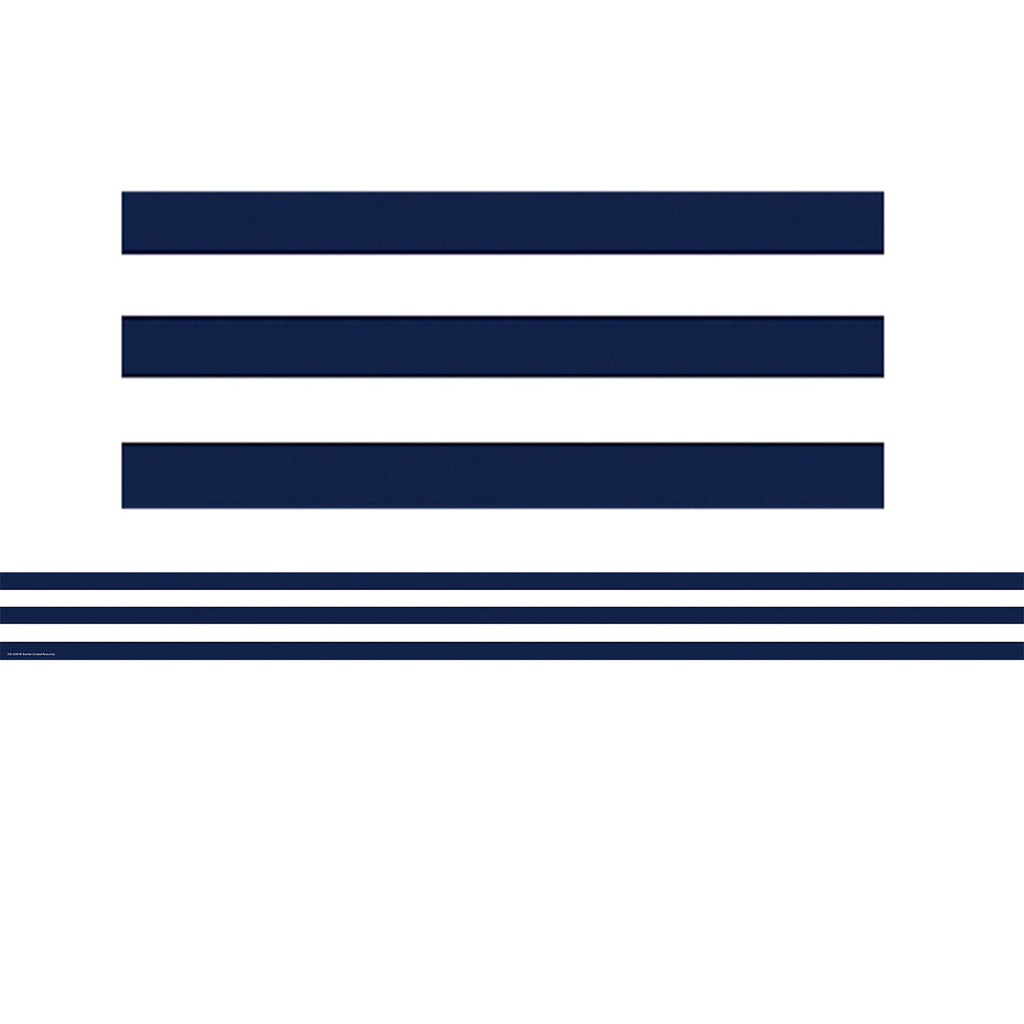 Teacher Created Resources Navy Blue and White Stripes Straight Border Trim (discontinued)