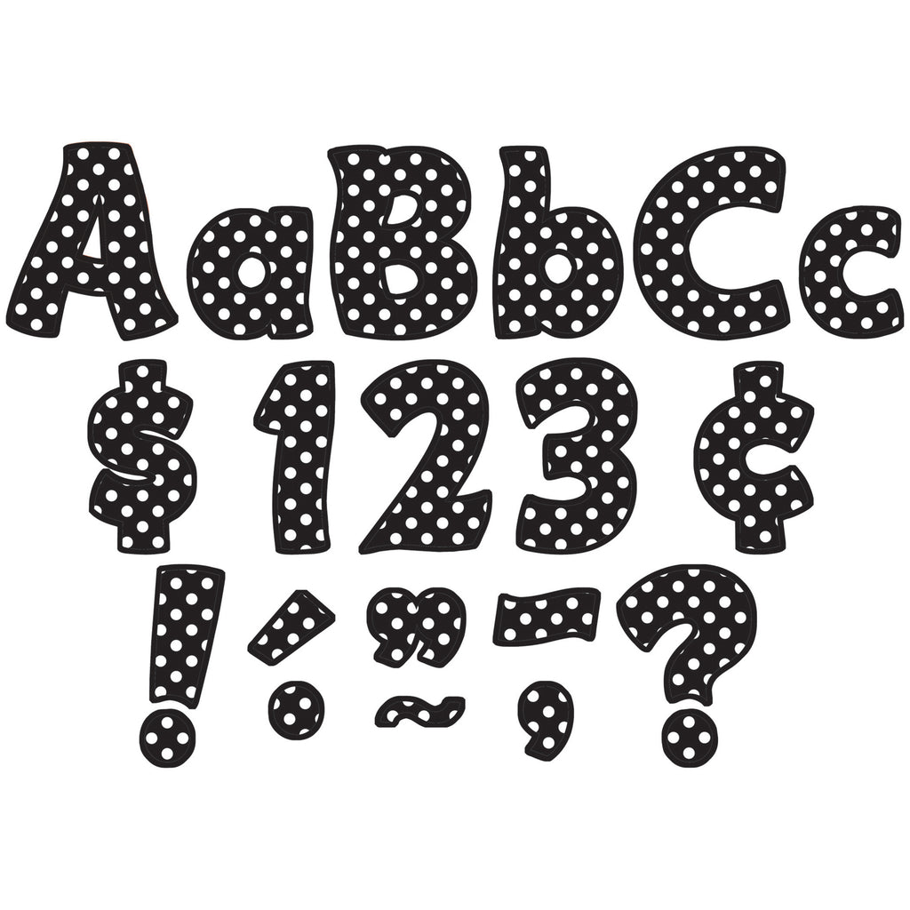 Teacher Created Resources Black Polka Dots Funtastic 4" Letters Combo Pack