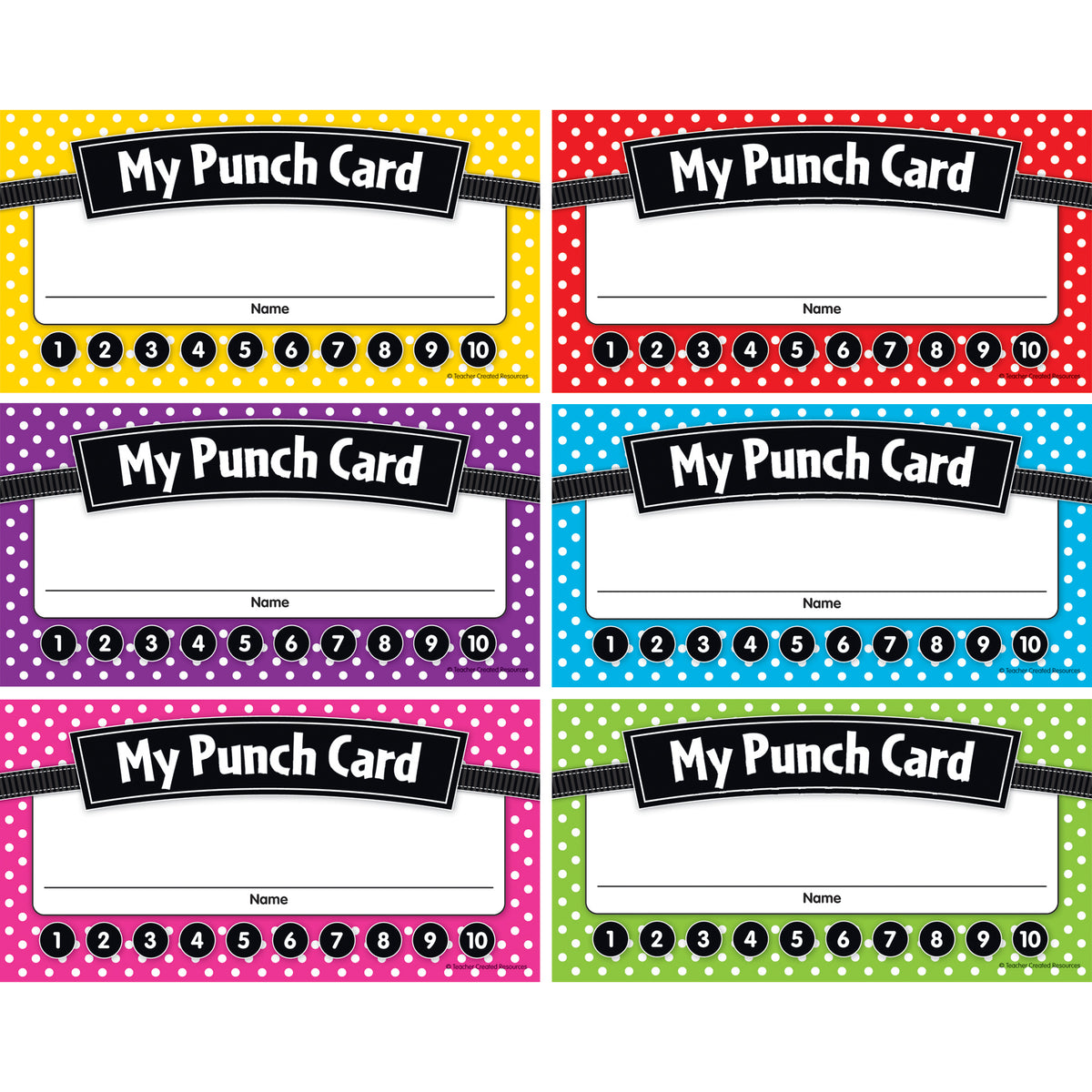 Teacher Created Resources Polka Dots Punch Cards