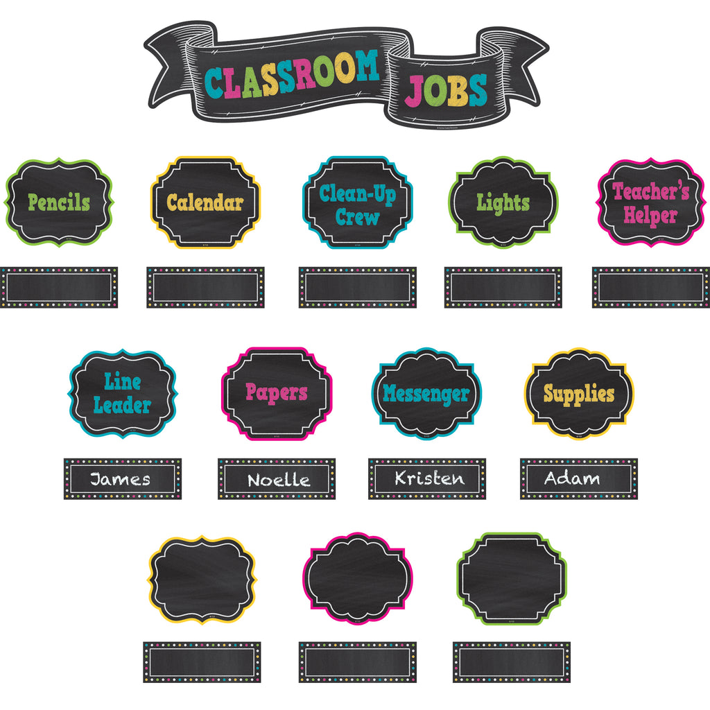 Teacher Created Resources Chalkboard Brights Classroom Jobs Mini Bulletin Board Set