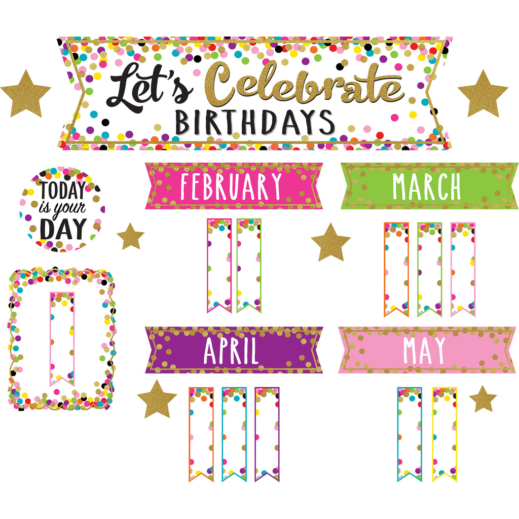 Teacher Created Resources Confetti Let's Celebrate Birthdays Mini Bulletin Board Set