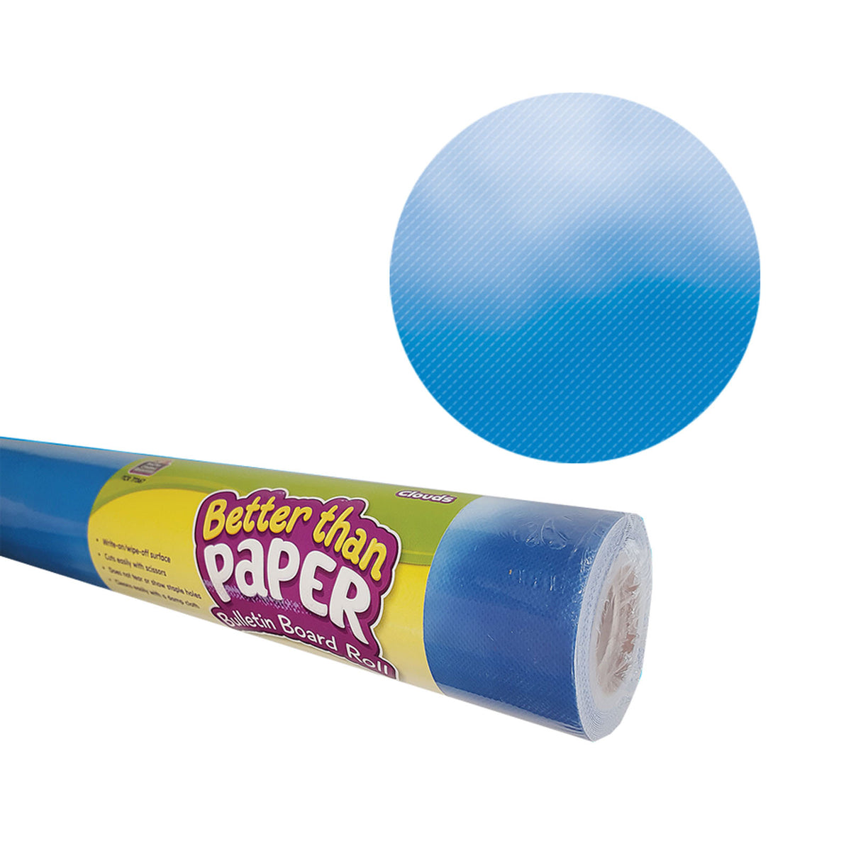 Teacher Created Resources Clouds Better than Paper Bulletin Board Fabric, Four 4' x 12' Rolls