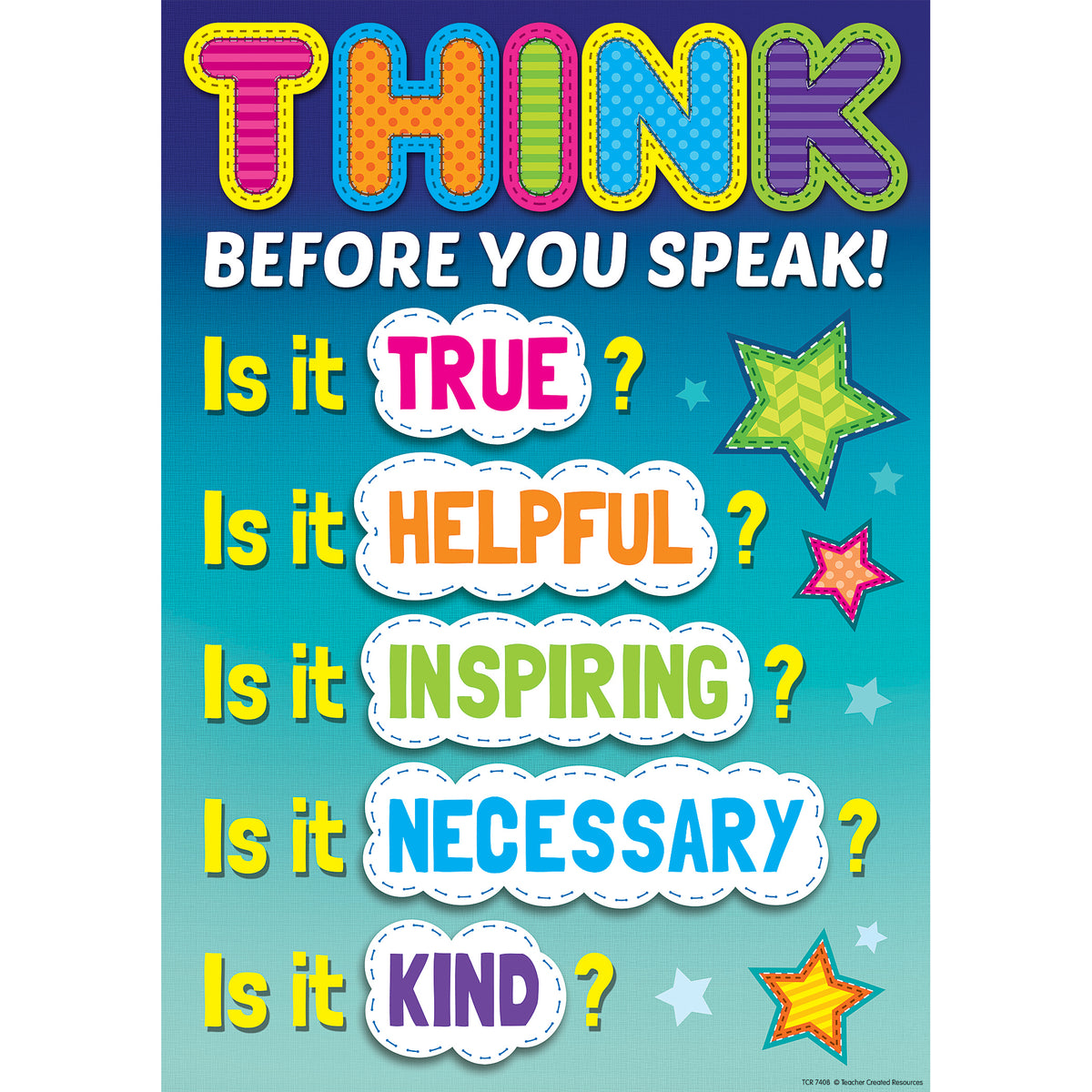 Teacher Created Resources Think Before You Speak Positive Poster