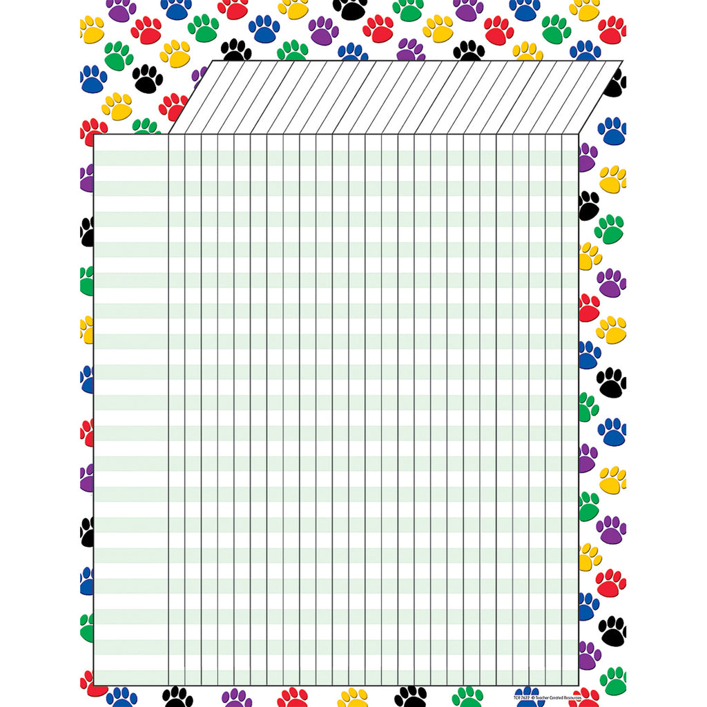 Teacher Created Resources Colorful Paw Prints Incentive Chart