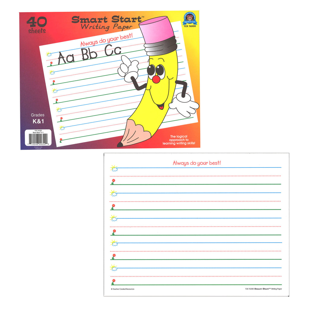 Teacher Created Resources Smart Start K-1 Writing Paper: 40 Sheet Tablet