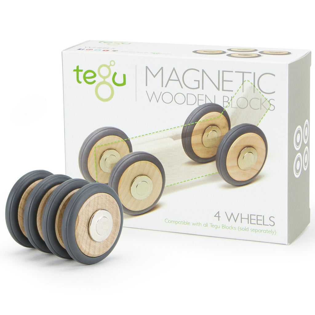 Tegu Magnetic Wooden Wheels, Set of 4