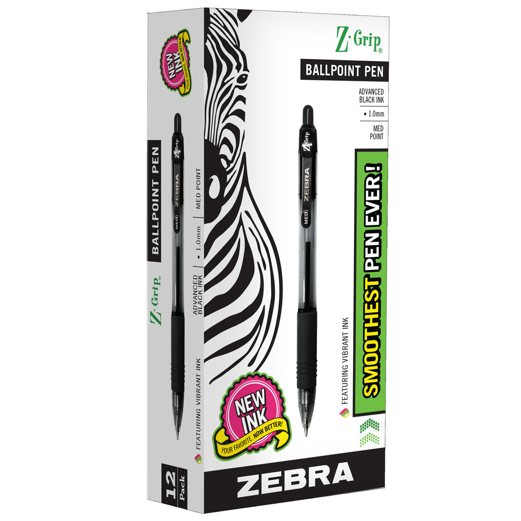 Zebra Pen Z-Grip Ballpoint Pen Black, 1 Dozen