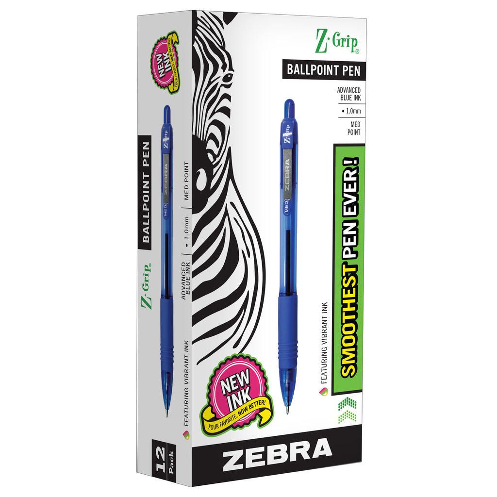 Zebra Pen Z-Grip Ballpoint Pen Blue, 1 Dozen