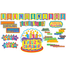 Color My World Welcome / Class Organization Bulletin Board Set (Spanish)