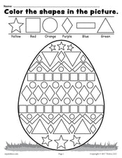 Easter Egg Shapes Worksheet & Coloring Page!