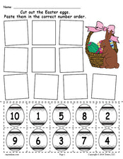 FREE Printable Easter Egg Number Ordering Worksheet Numbers 1-10!
