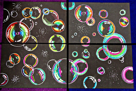 End of the Year Bubble Art Project - Floating On To ____ Grade!