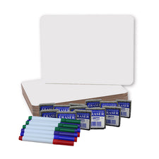 Magnetic Dry Erase Boards, Colored Pens and Erasers, Set of 12 