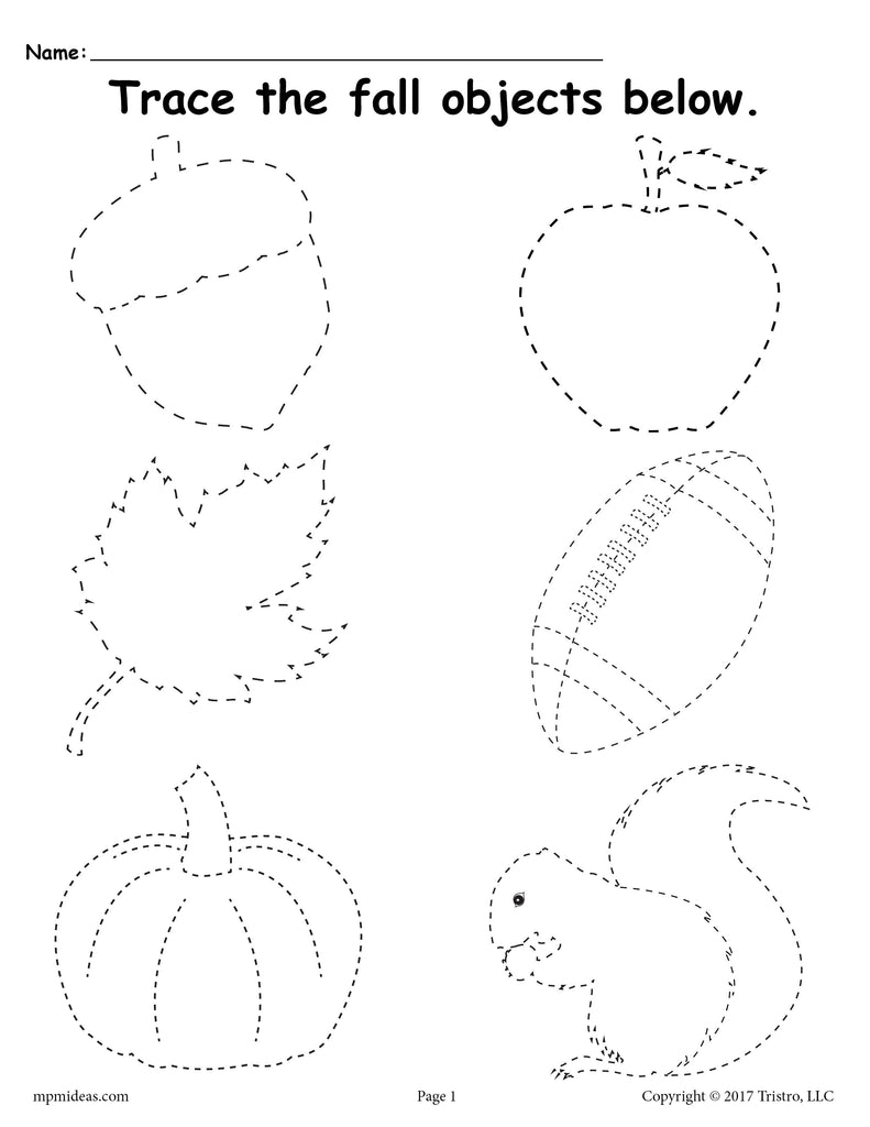 Fall Tracing Worksheets For Kids [Free Printables]