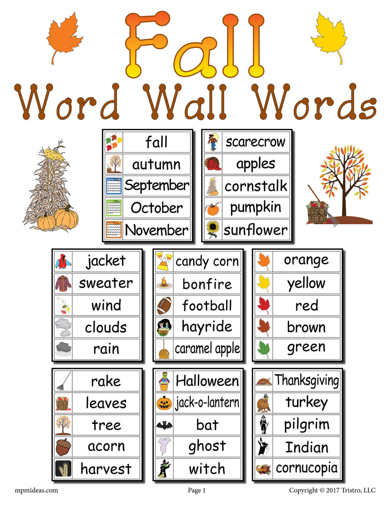 40 Fall Word Wall Words – SupplyMe 40-fall-word-wall-words-supplyme