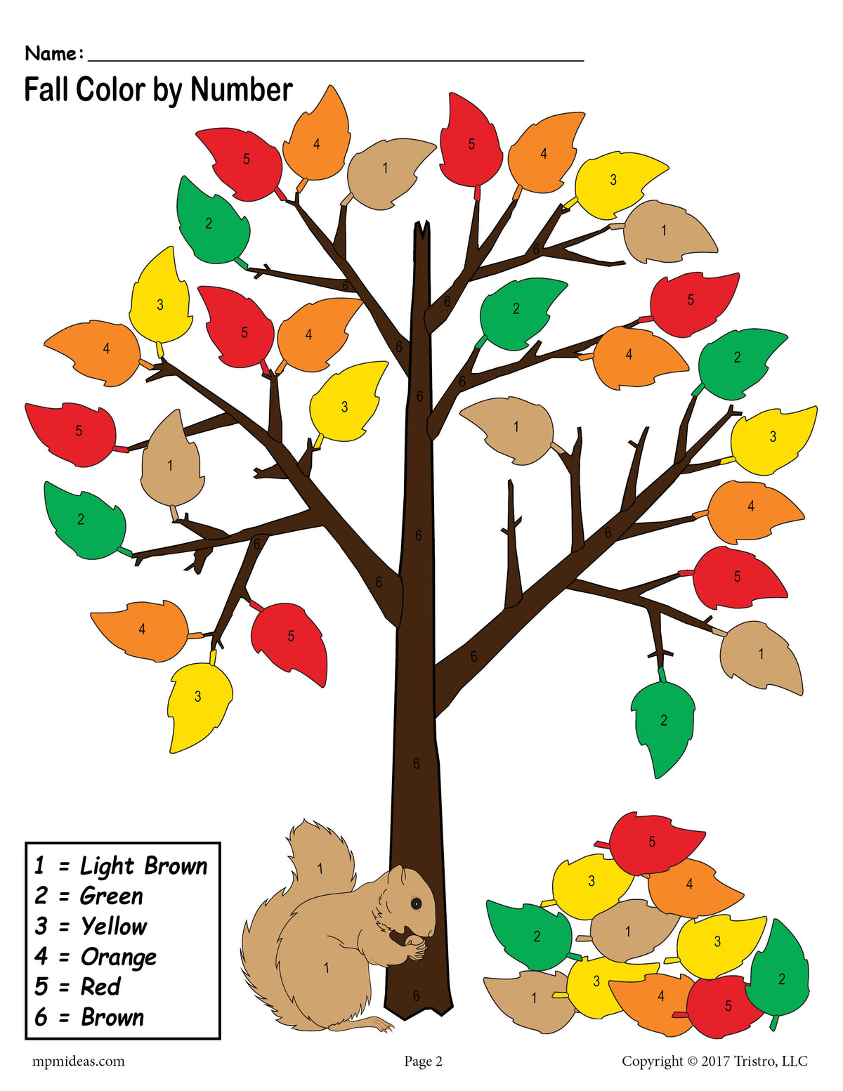 fall color by number pdf