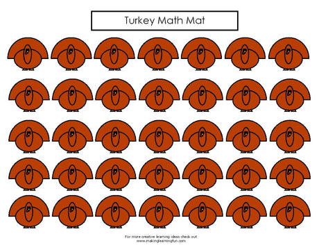 Feed the Turkeys Math Counting Mat