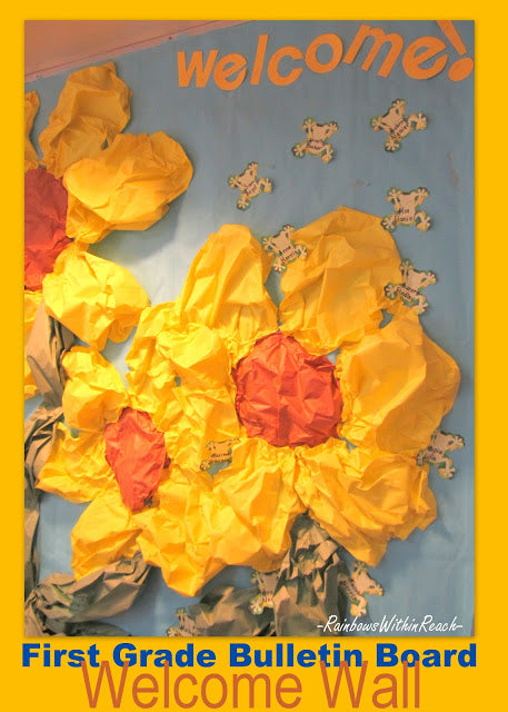 3-D Spring Flowers "Welcome!" Bulletin Board Idea