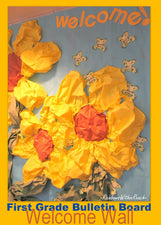 3-D Spring Flowers "Welcome!" Bulletin Board Idea