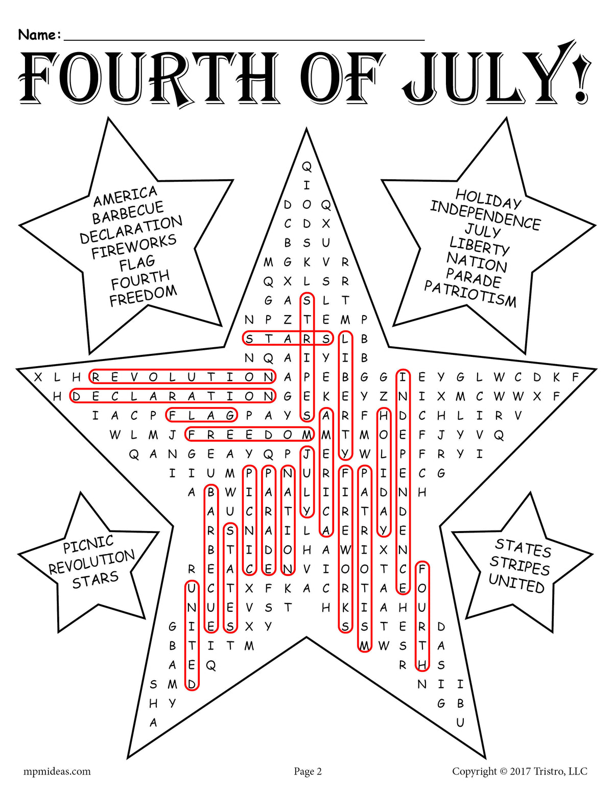 FREE Printable Fourth of July Word Search!