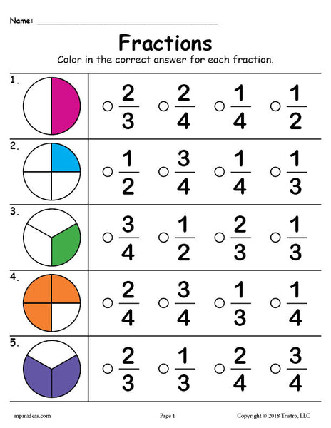 Fractions Worksheet Examples FREE Printable Fractions Worksheet! – SupplyMe