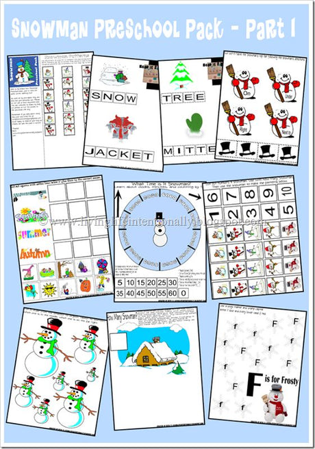 FREE Snowman Worksheet Pack for Ages 3-7!