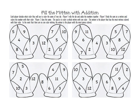 FREE Winter 'Fill the Mitten with Addition' Printable!