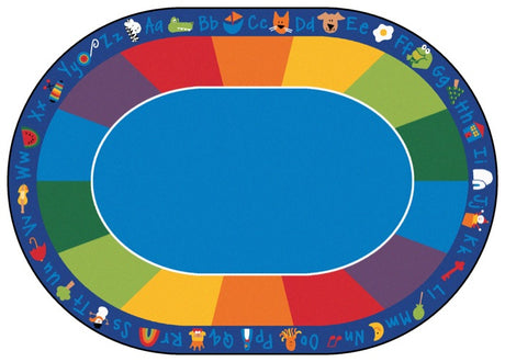 Fun With Phonics Alphabet Classroom Circle Time Rug, 8'3" x 11'8" Oval