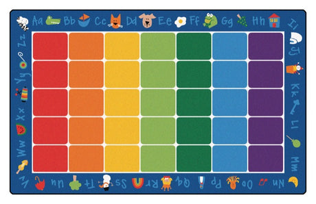 Fun With Phonics Alphabet Classroom Circle Time Rug, 7'6" x 12' Rectangle