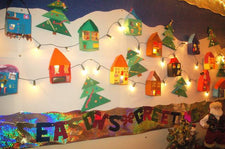 Light-Up Gingerbread Village -  Christmas Bulletin Board Idea