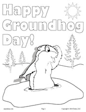FREE Printable Groundhog Day Coloring Page!