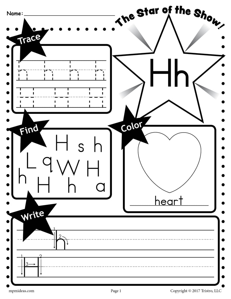 FREE Letter H Worksheet: Tracing, Coloring, Writing & More!
