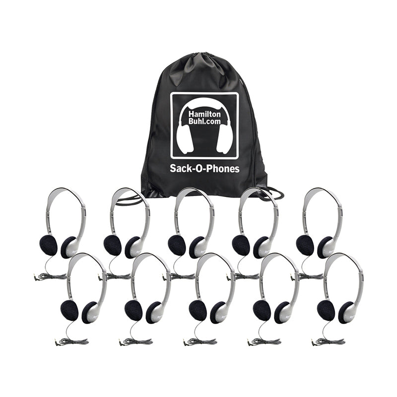Sack-O-Phones, 10 HA2 Personal Headsets, Foam Ear Cushions in a Carry Bag