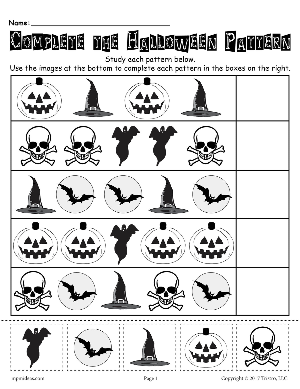 FREE Printable Halloween Pattern Worksheet!