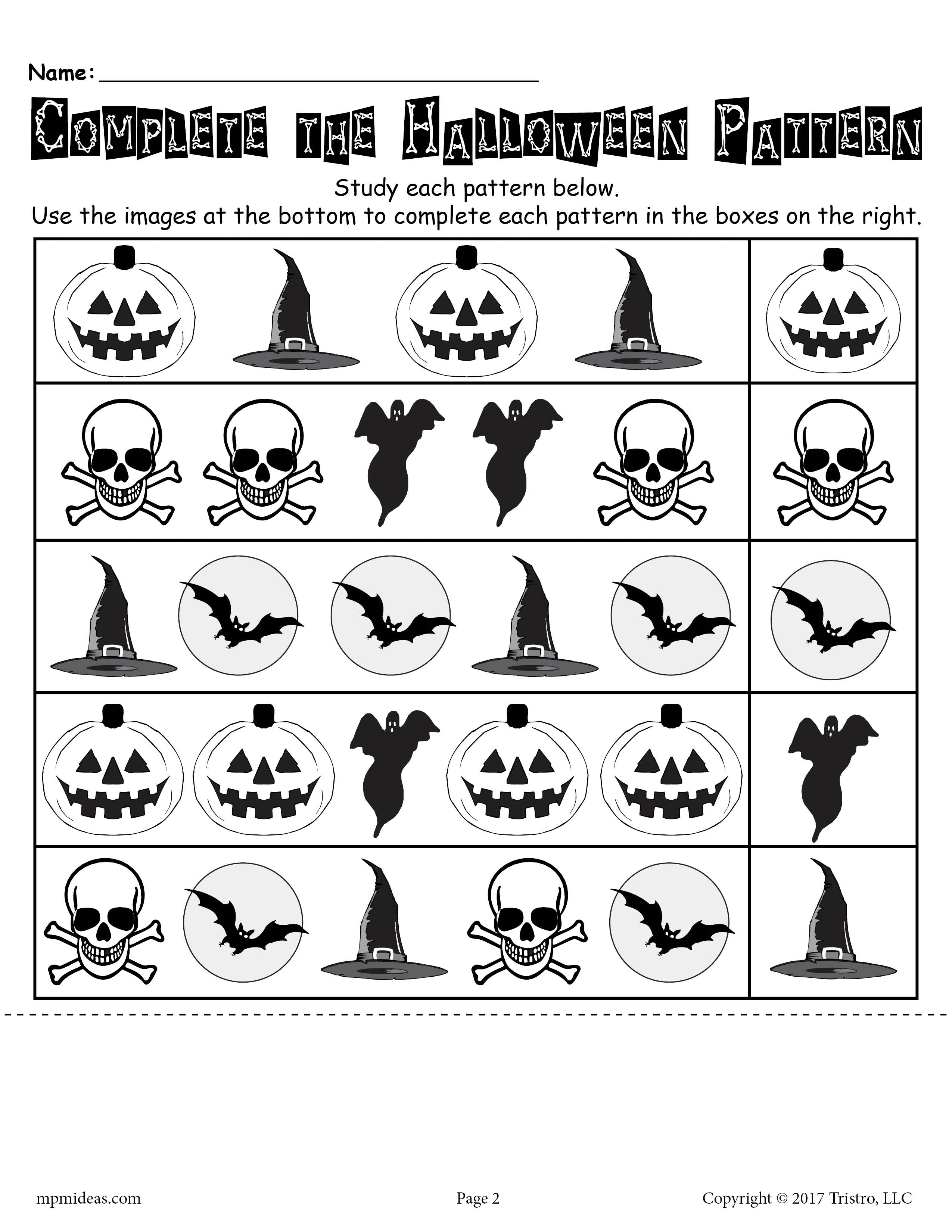 Free printable halloween pattern worksheet! – supplyme